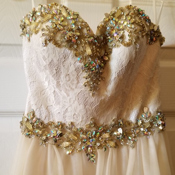 Madison James Dresses & Skirts - Madison James prom dress size 2 ivory jewels